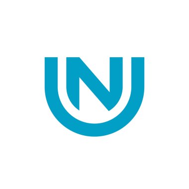 BM veya NU logo tasarımı şablon elementleri, basit monogram illüstrasyon