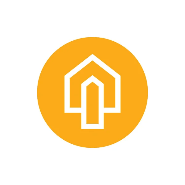 Hus Logotyp Vektor Konst Hem Linje Ikon Cirkel Form Isolerad — Stock vektor