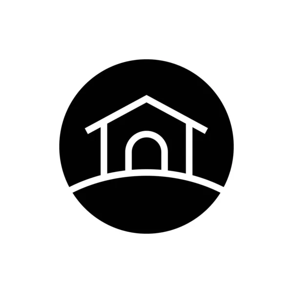 Icono Del Logotipo Propiedad Casa Fondo Del Círculo Negro Logotipo — Vector de stock