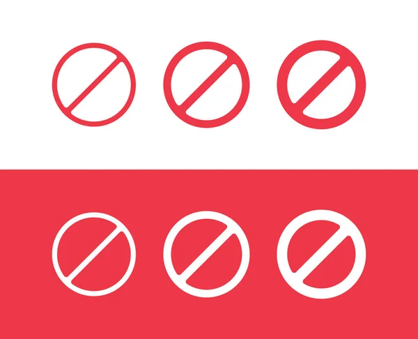 Zakazane Lub Zakaz Kolekcji Znaków Bez Ilustracji Symbolu Płaski Zestaw — Wektor stockowy