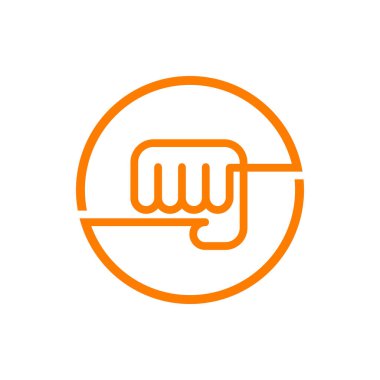 Yumruk logosu tasarımı, dövüş sanatları çizgisi simgesi, ileri yumruk sembolü çizimi