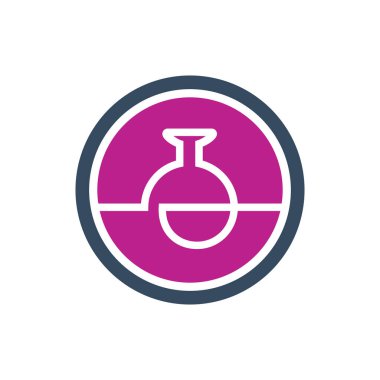 Laboratuar bilim logo şablonu, tıbbi laboratuvar ikonu tasarımı, yenilik kavramı sembolü - Vektör