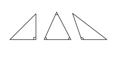 Açı, matematik geometrisi şekilleri, illüstrasyon, çizgi sanatı tarzına dayalı çeşitli üçgenler - vektör