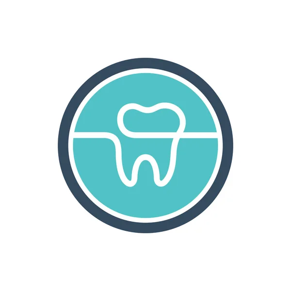 Diş Logosu Şablonu Diş Kliniği Simgesi Dişçi Sembolü Çember Şekil — Stok Vektör