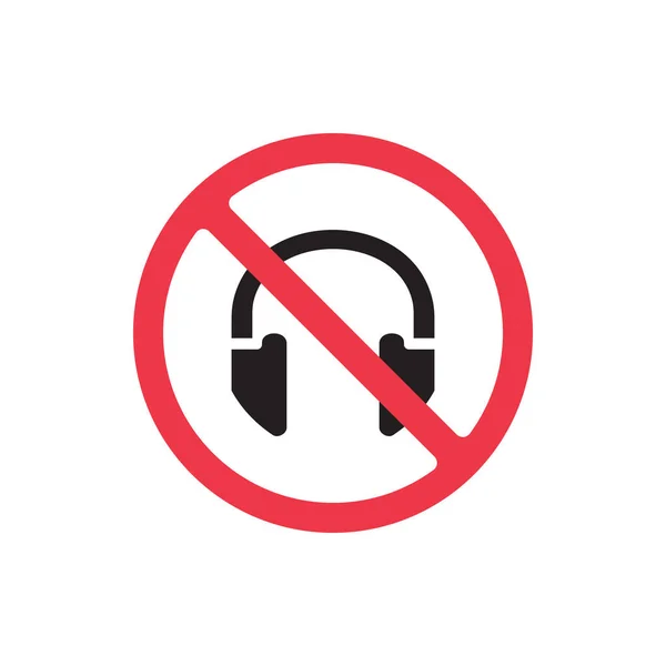 Forbidden Headphones Icon Headphones Sign Prohibited Headset Symbol Headset Icon — Stock Vector