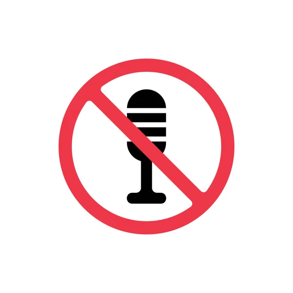 Aucun Signe Microphone Icône Podcast Interdite Symbole Micro Interdite Vecteur — Image vectorielle