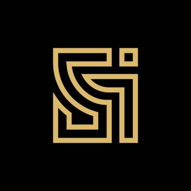 İlk harf si logo tasarım şablonu, satır Art Syle logotype - Vektör