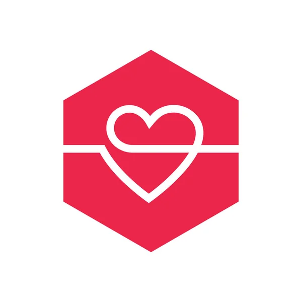 Modelo Logotipo Forma Coração Vermelho Ícone Linha Amor Como Vetor —  Vetores de Stock