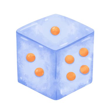 Elle çizilmiş suluboya resim biçimi, masa oyunları için oyun zarları, zar klipsi sanatı, klip sanat zarları, zar çizgi film illüstrasyon vektörü