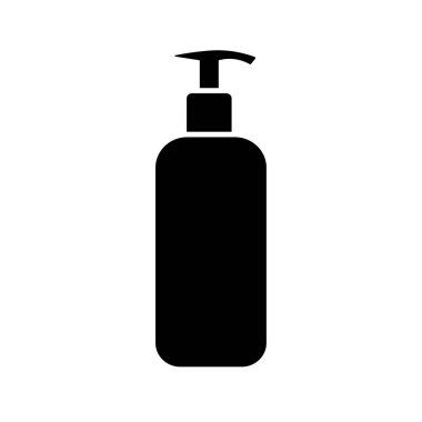 Siyah pompa şişe silueti, kozmetik veya sabun ikonu tasarımı, şampuan veya losyon vektör çizimi