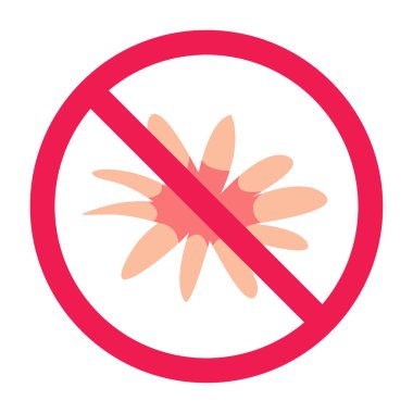 Çiçek işareti yok, çiçek toplama işareti yok, çiçekleri kaldırma, çiçek yasağı sembolü, kırmızı çapraz daire simgesi, düz vektör illüstrasyonu