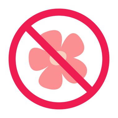 Çiçek simgesi ve vektör illüstrasyonlu yasak işaret