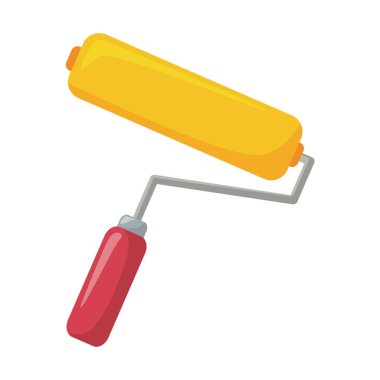 Ev boyama, diy araçları ve yenileme projeleri için boya silindirli vektör illüstrasyonuName