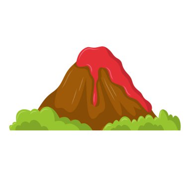 Volkan vektör illüstrasyonu, volkan klibi sanatı, klipsli sanat volkanı, beyaz arka planda izole edilmiş.