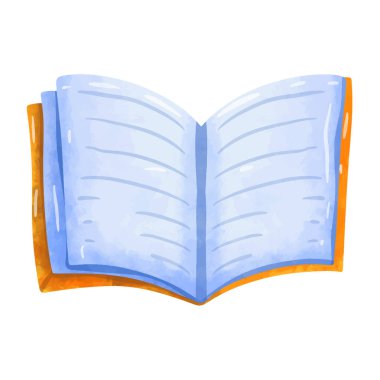 Kitap vektörü, klip sanatı, kitap vektörü sanatı, suluboya resim tarzı, beyaz arkaplanda izole edilmiş. 