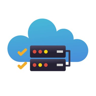 Bulut veritabanı simgesi vektörü, bulut veri depolama simgesi, veritabanı bulut hesaplama, düz vektör illüstrasyonu