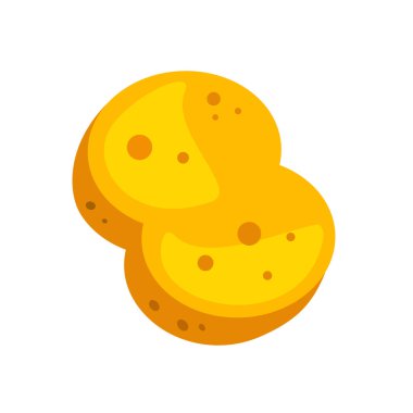 Sünger simgesi, sarı sünger vektör illüstrasyonu, temizlik aracı simgesi, sünger klipsi sanatı, klipsli sanat süngeri, beyaz arkaplanda izole edilmiş.