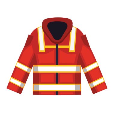 İtfaiyeci ceketi kostüm ikonu illüstrasyonu, itfaiyeci klipsi sanatı, itfaiyeci kıyafetleri vektör görüntüsü, yangın söndürme ekipmanları ikonu