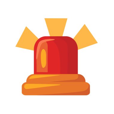 Siren ışığı çizimi, siren ışığı simgesi, acil fener ışığı klipsi, uyarı klips sanatı, beyaz arkaplanda izole edilmiş.