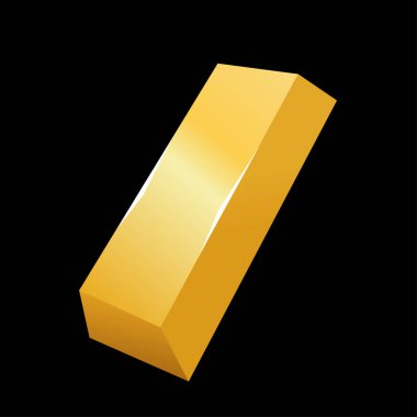 Altın çubuk çizimi, altın çubuk simgesi, altın klipsli sanat, siyah arkaplanda izole edilmiş.