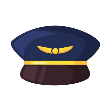 Pilot şapka vektör illüstrasyonu, pilot şapka simgesi, pilot klip sanatı, beyaz arkaplanda izole