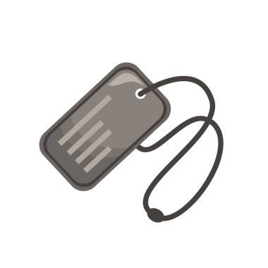 Askeri künye tasması vektör illüstrasyonu, askeri künye ikonu, künye klipsleme sanatı, metal kimlik zinciri asker kimlik ikonu