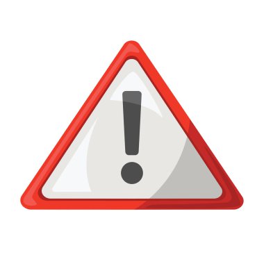 Ünlem işareti işaret simgesi illüstrasyonu, klipsleme sanatı, uyarı klipsi sanatı, beyaz arkaplanda izole edilmiş uyarı üçgeni