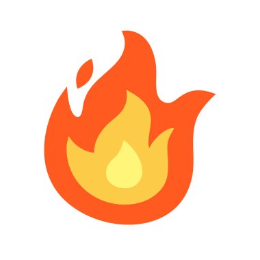 Ateş ikonu, ateş vektörü sanatı, ateş klipsi sanat, klipsli sanat, klipsli ateş alevleri, beyaz arka planda izole edilmiş.