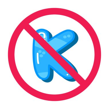 K harfi işareti yok, k harfi yok, K harfi izin verilmiyor, K harfi kullanılmıyor, K harfi kısıtlı, vektör illüstrasyonu