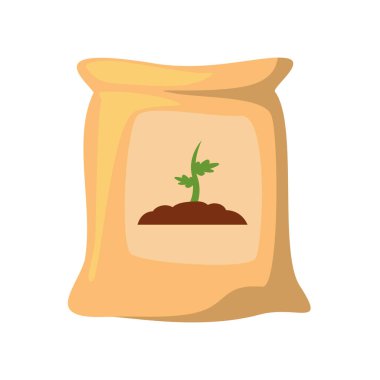 Gübre vektör simgesi, toprak gübre torbası vektör illüstrasyonu, gübre klipsi sanatı
