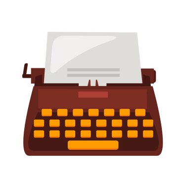 Daktilo simgesi, daktilo makinesi vektör illüstrasyonu, yasal veya ofis tasarımı için klasik klasik daktilo simgesi