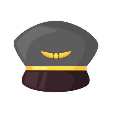 Pilot şapka simgesi, pilot şapka vektör illüstrasyonu, pilot klip sanatı, beyaz arkaplanda izole