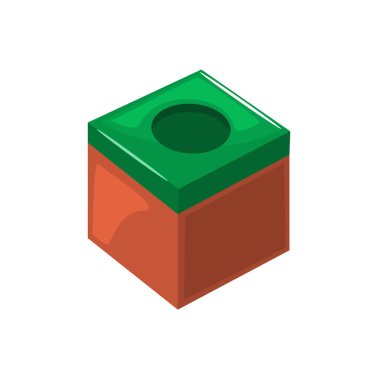 Bilardo ıstakası ikonu vektör illüstrasyonu, bilardo bilardo bilardo bilardosu çizimi, bilardo ya da bilardo oyunu için tebeşir küpü, bilardo aksesuar ikonu, bilardo klip sanatı