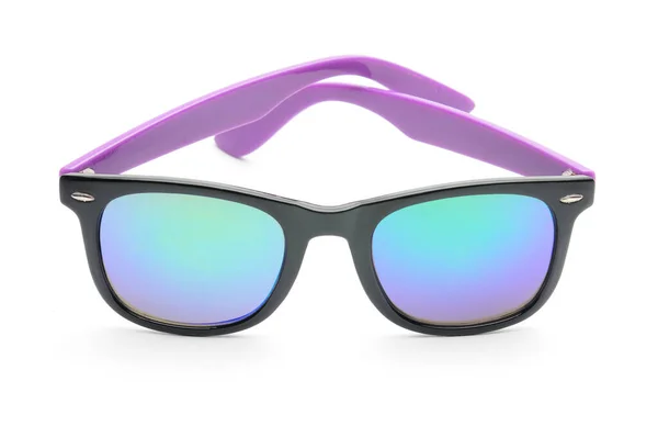 Elegante Sonnenbrille Dunkelviolett Gefärbter Brille Auf Isoliertem Weißem Hintergrund — Stockfoto