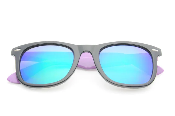 Élégantes Lunettes Soleil Lunettes Couleur Violet Foncé Sur Fond Blanc — Photo