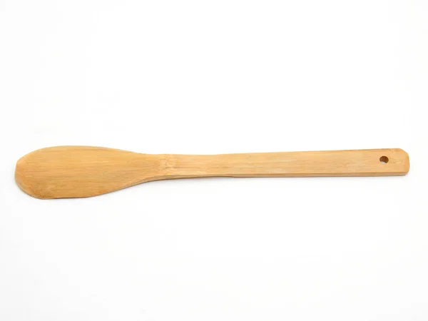 Cucchiaio Legno Forchetta Spatola Utensili Cucina Cucinare Cibo Backgroun Bianco — Foto Stock