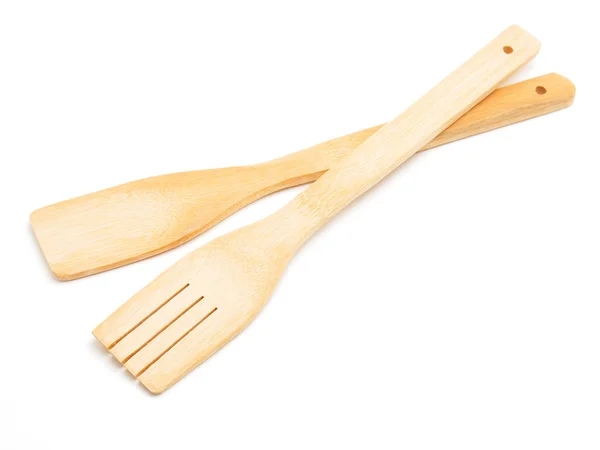 Cuillère Fourchette Spatule Bois Ustensiles Cuisine Pour Cuisson Des Aliments — Photo