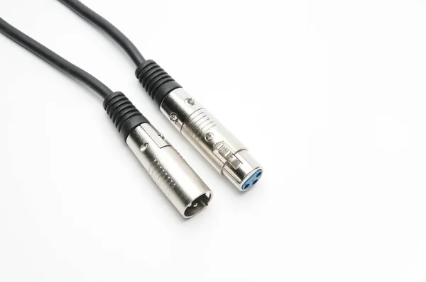 Audio Cable Xlr Connectors Microphones Professional Audio Equipment Isolated White — Stock Photo, Image