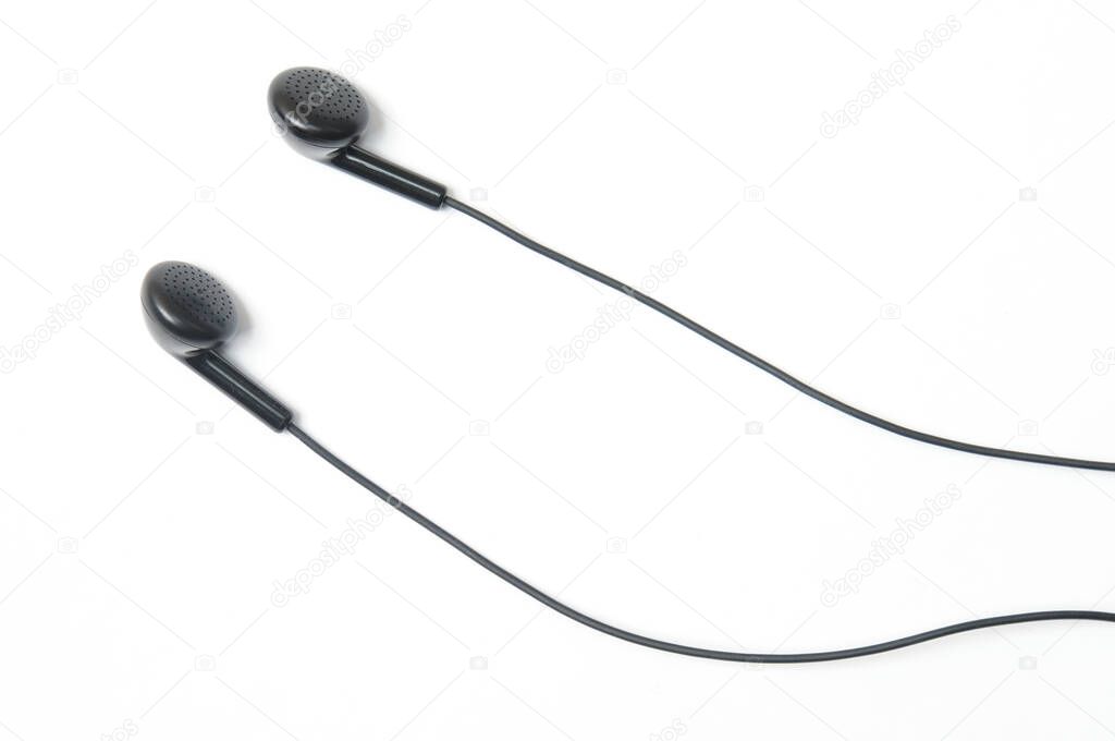 Earphone for music player and smart phone on isolated white backgroun
