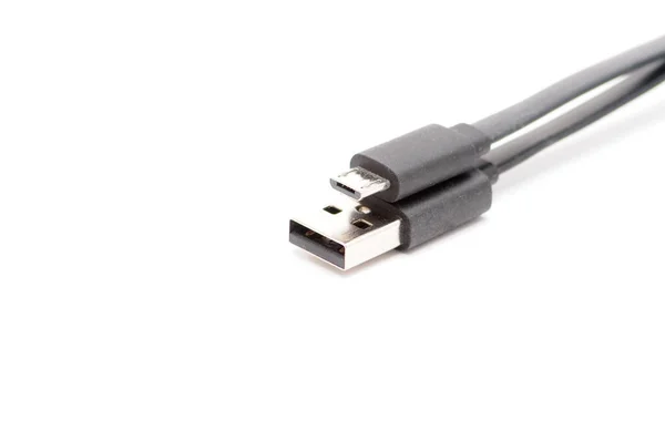 Micro Usb Kabel Usb Adapter Auf Isoliertem Weißem Hintergrund — Stockfoto