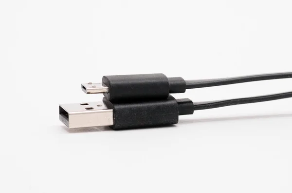 Adaptador Usb Cable Micro Usb Backgroun Blanco Aislado — Foto de Stock