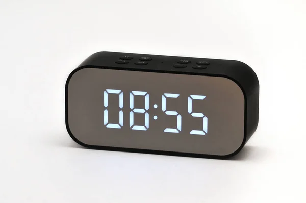 Electronic Liquid Crystal Clock Digital Indication Time Date Isolated White — Stock Photo, Image