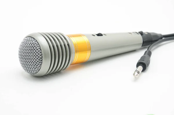 Microphone Pour Chanter Vocalement Karaoké Parler Sur Fond Blanc Isolé — Photo