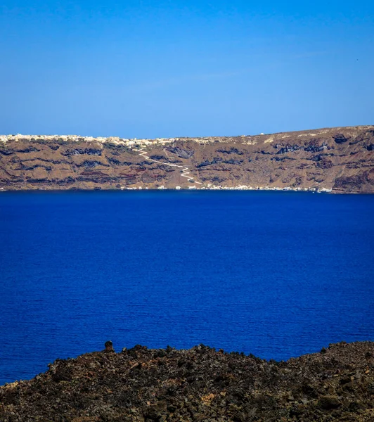 Santorini Officieel Thira Klassieke Griekse Thera Een Eiland Zuidelijke Egeïsche — Stockfoto