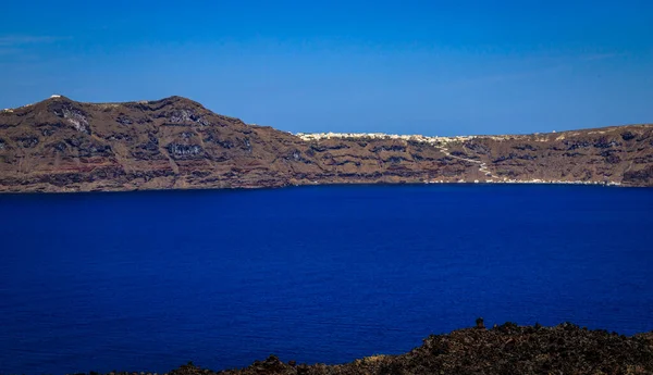 Santorini Hivatalosan Thira Klasszikus Görög Thera Sziget Égei Tenger Déli — Stock Fotó