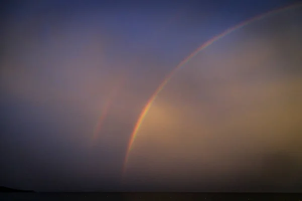 Regenbogen Nach Sturm Über Dem Strand Sarti Griechenland — Stockfoto