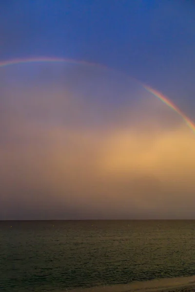 Arco Iris Tras Tormenta Playa Sarti Grecia — Foto de Stock