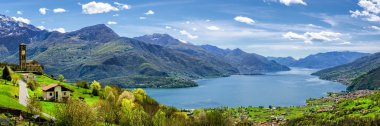 Lago di Como (Como Gölü) yüksek tanımlı panorama Peglio üzerinden