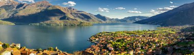 Gravedona ve Lago di Como yüksek çözünürlüklü panorama
