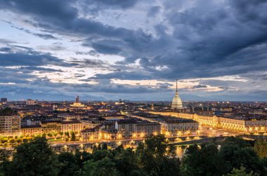 Torino panorama at twilight clipart